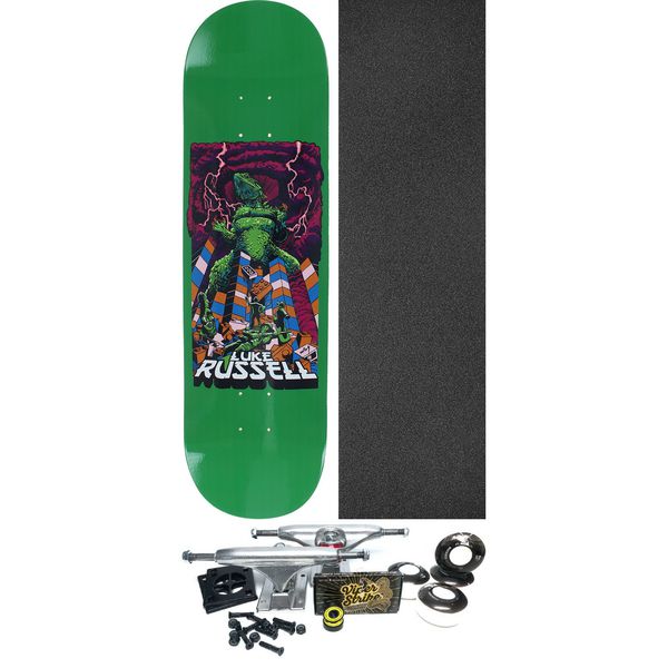 Moonshine Skateboards Luke Russell Godzilla Green Skateboard Deck - 8.5" x 32.5" - Complete Skateboard Bundle
